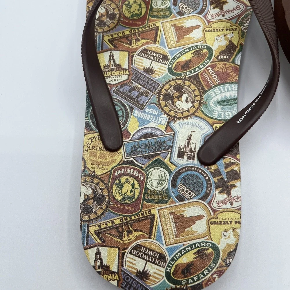 Walt‎ Disney World Land Men's Size 8-9 Brown Flip Flops